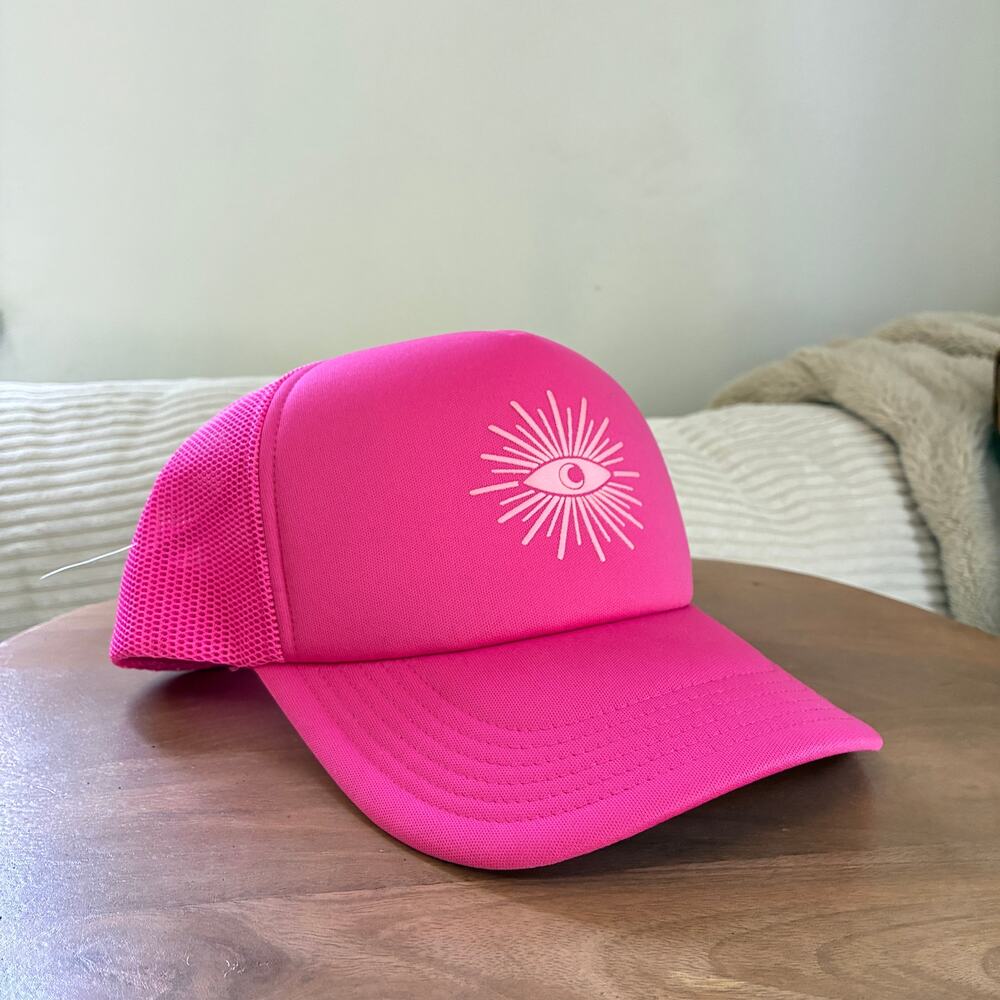 Spiritual Gangster Seeing Eye Neon Pink Mesh Trucker Mesh Snap Back Hat